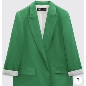 Zara oversized green linen blazer. Size M